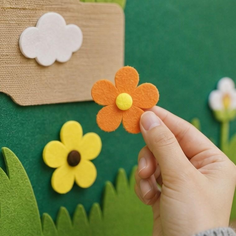 펠트 5잎꽃 환경게시판 꾸미기 4x4cm 봄 분위기 연출 꽃 장식