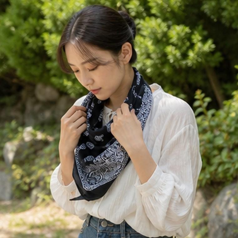 페이즐리 반다나 스카프 면 60x60 큰사이즈 손수건 개별 포장