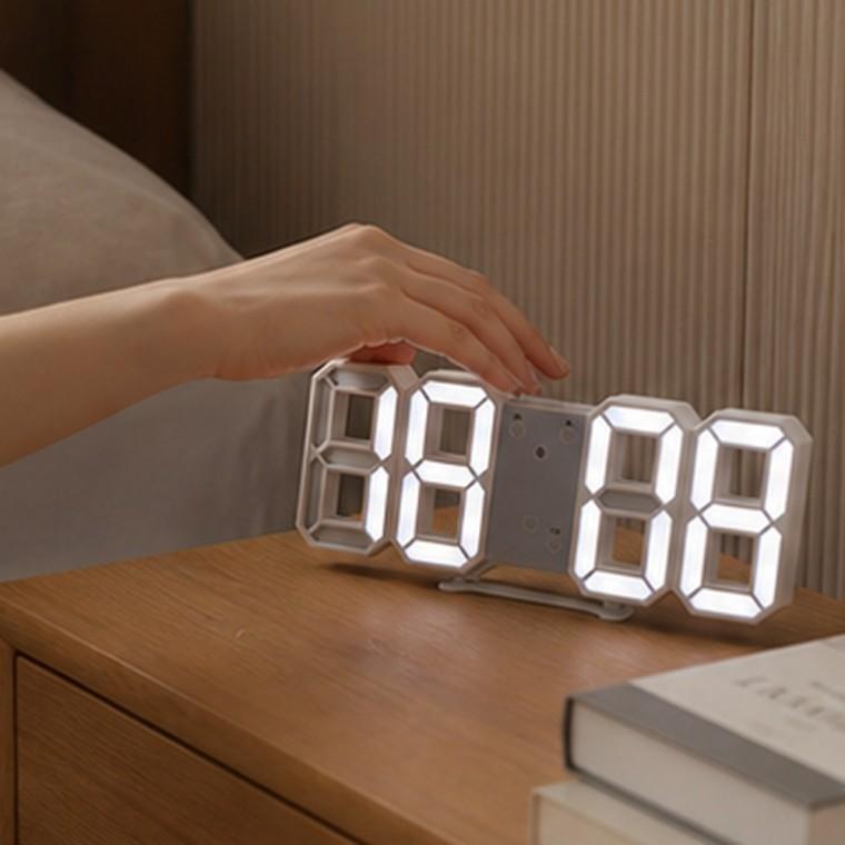 3D 디지털 무소음 벽걸이 탁상시계 시간 날짜 온도 표시 알람 밝기조절