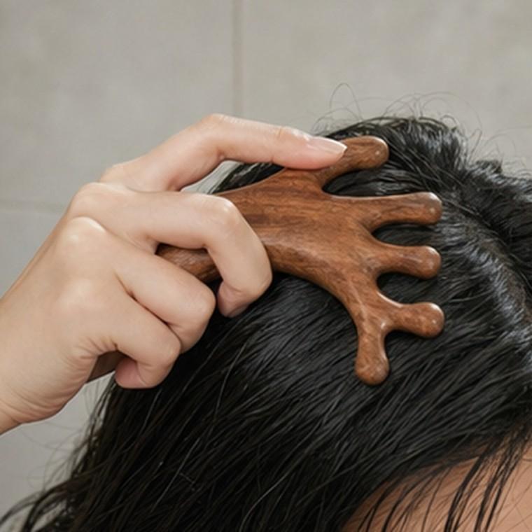 나무 달팽이형 괄사 마사지 빗 두피 바디 얼굴 승모근 종아리 머리