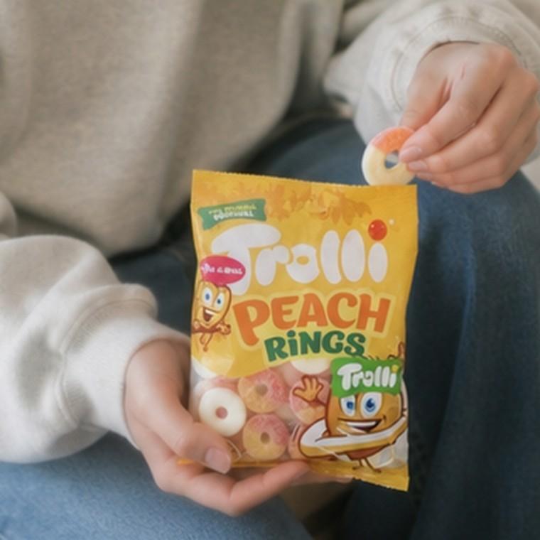 PEACH RINGS 복숭아맛 링 모양 젤리 캔디 간식용 100g