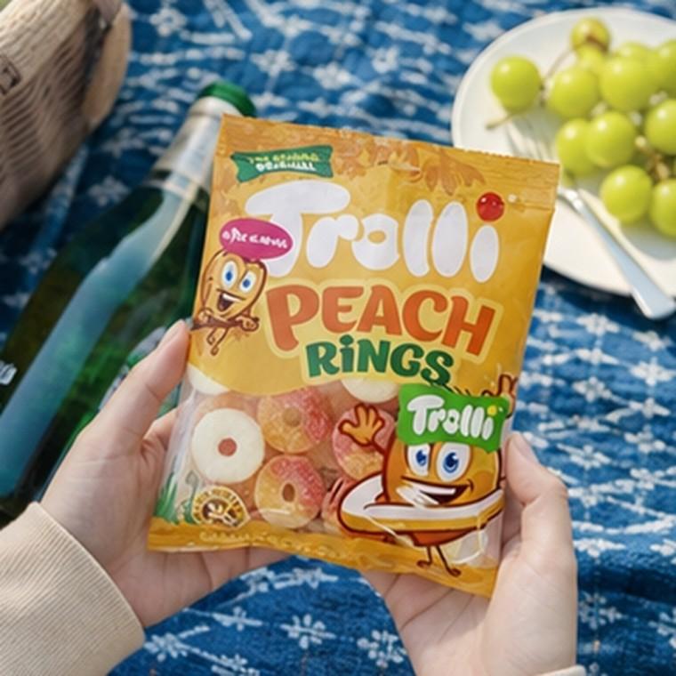 피치링스 복숭아맛 100g 포장 PEACH RINGS 링 캔디 간식용