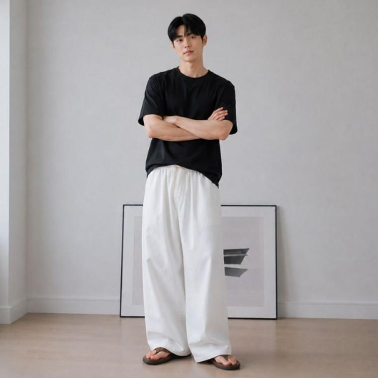 남자 데일리 밴딩 팬츠 남성 여름 와이드 쿨링 벤딩 바지