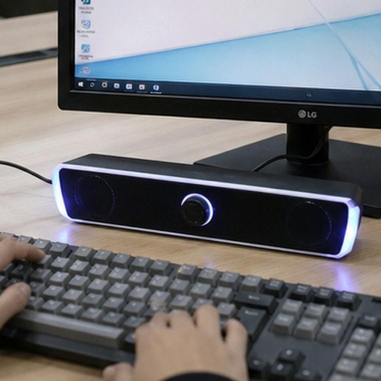 블랙 RGB 발광 데스크탑 사운드바 스피커 USB 연결 컴퓨터용