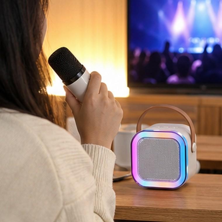 무선 블루투스 노래방 스피커 마이크 세트 휴대용 홈파티 RGB 무드등