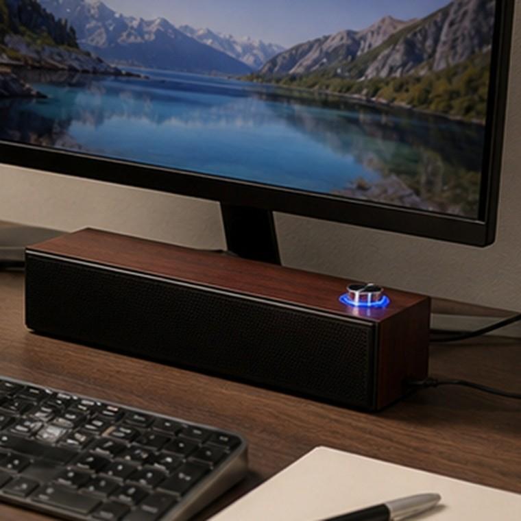 무선 블루투스 데스크탑 스피커 우드결 USB 전원 스테레오 음향