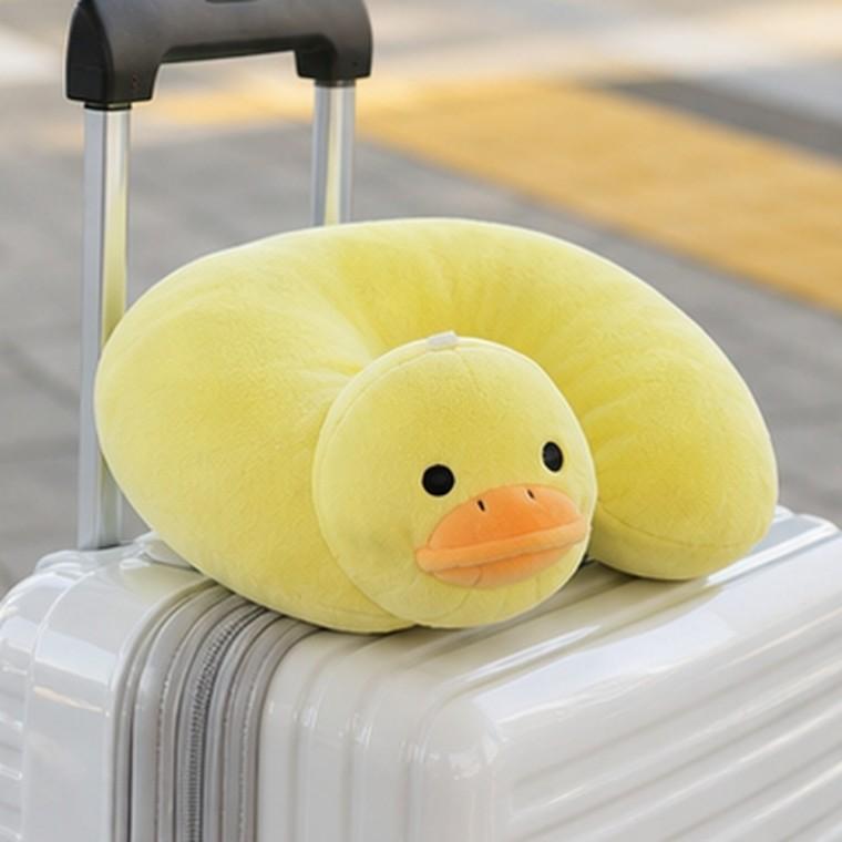 귀여운 동물형 오리 인형 목베개 마이크로파이버 여행용 휴대용 차량용
