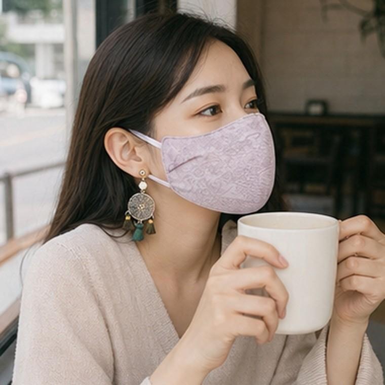 여성용 레이스 시스루 3D 입체 패브릭 마스크 얼굴 라인 커버용