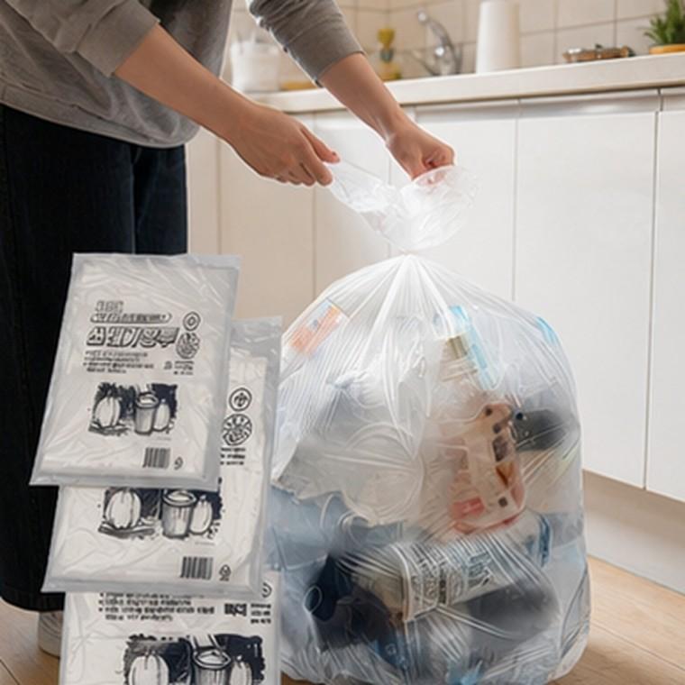 백색 쓰레기봉투 HDPE 사이즈선택형 재활용 야채용 접착여백 묶음여백