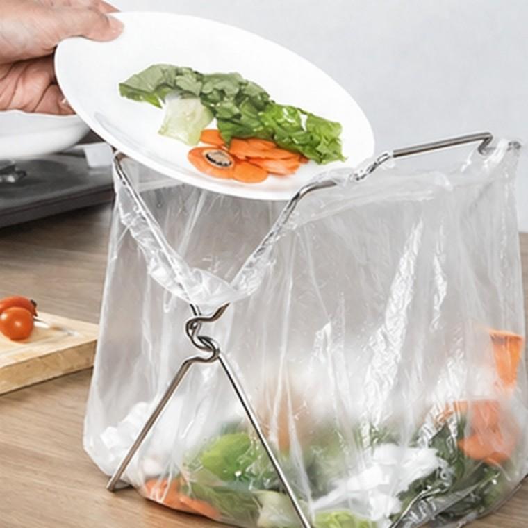 접이식 비닐봉투 거치대 아연도금 봉투 고정 걸레 거치 다용도 공간 절약 보관