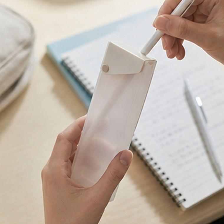 슬라이드 무지 필통 내충격성 폴리스틸렌 필기구 수납 책상 위 정리