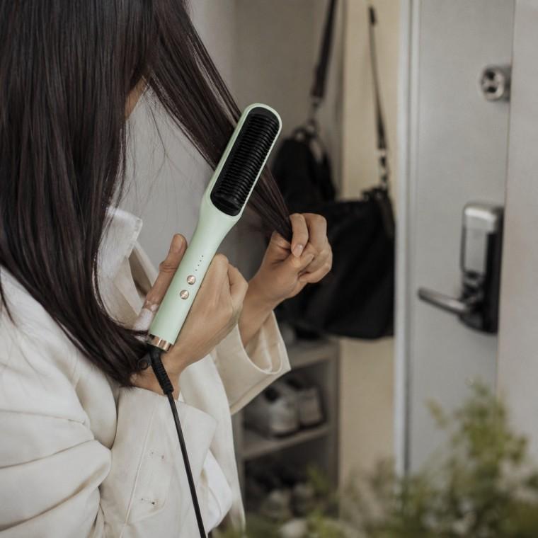 휴대용 음이온 헤어브러시 고데기빗 스트레이트 컬링 온도조절 빠른예열
