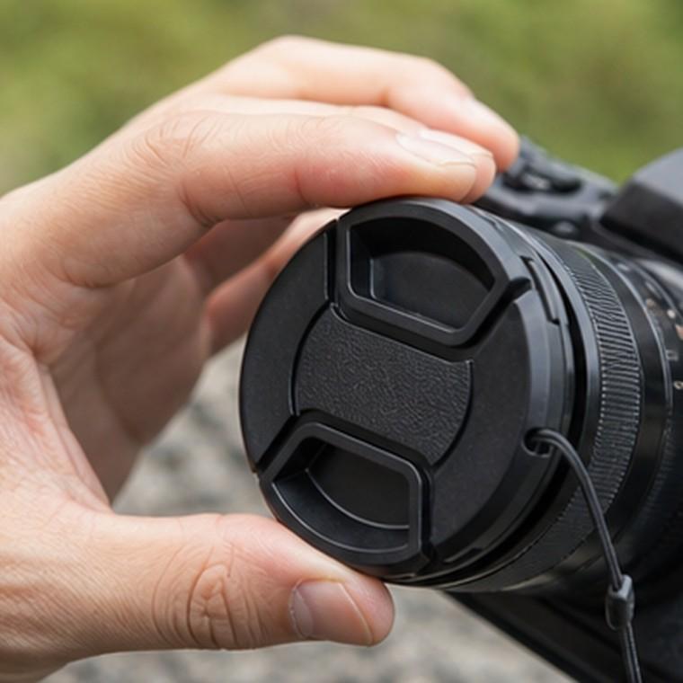 카메라 렌즈 전면 보호용 46mm 스냅온 렌즈캡 분실방지 끈 포함