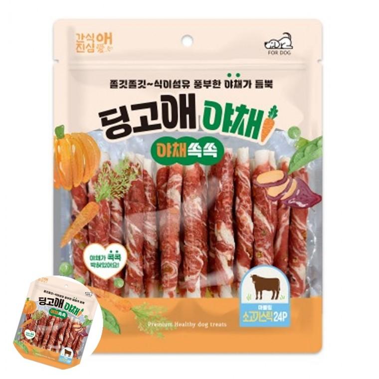 노령견간식 강아지훈련간식 강아지건강간식 반려견간식 개간식 강아지 딩고애야채 마블링 소고기스틱 24P