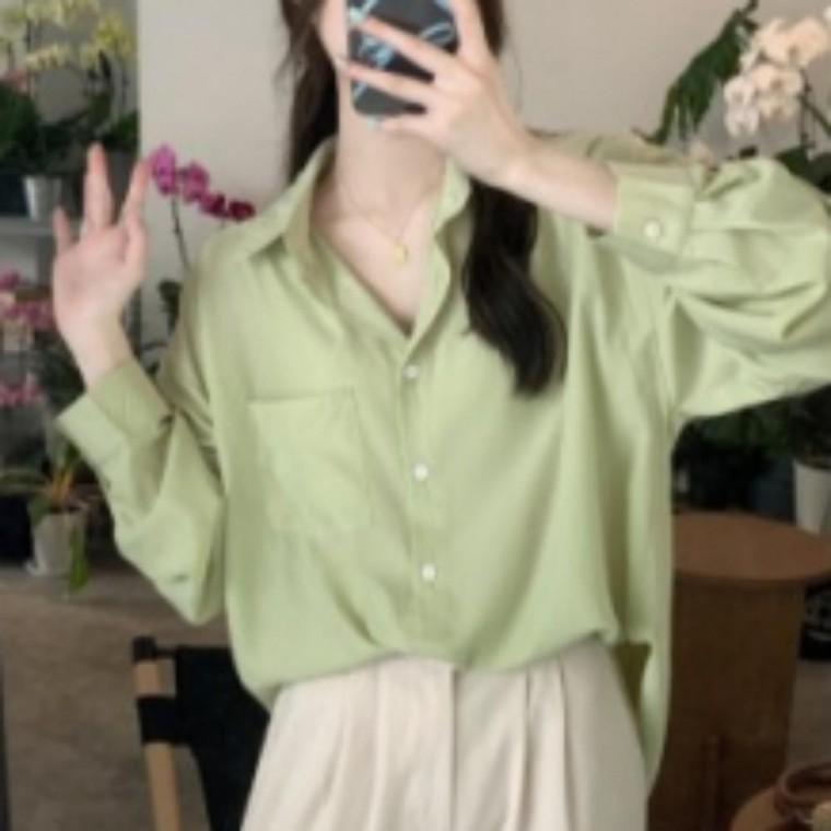 루즈핏 레이어드 포켓 셔츠 카라 남방 오버핏 긴팔 여성 데일리 셔츠