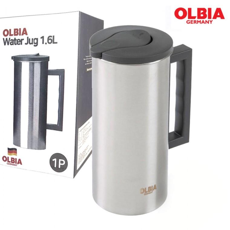 올비아 water jug/블랙 1.6L 스텐물병 냉장고 식당 업소용 테이블 손잡이 물통