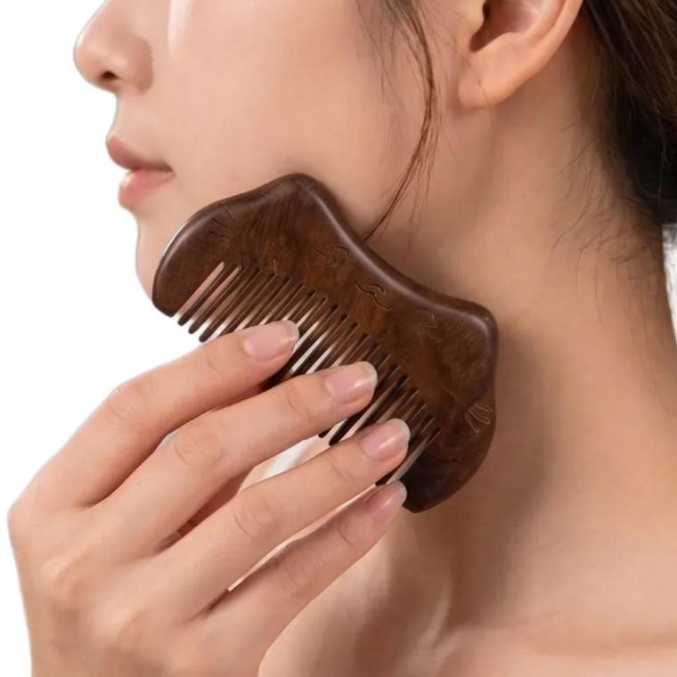 원목 지압 페이스 마사지 괄사빗 고양이 모양 빗