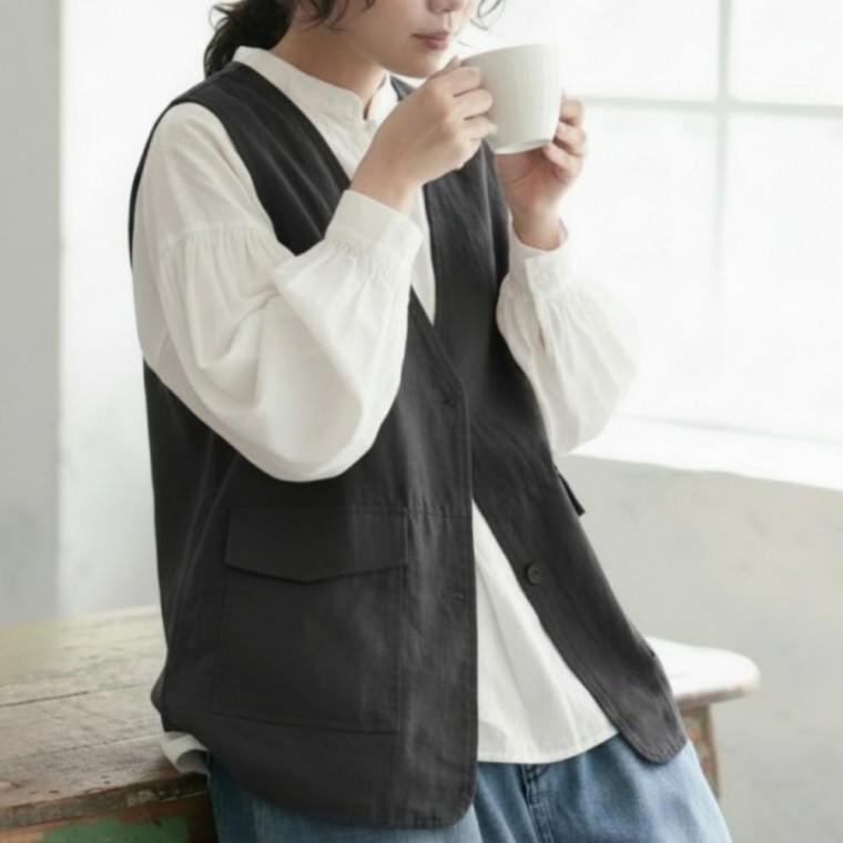 빅사이즈 여성 봄 오피스룩 루즈핏 쿨 데일리 가을 마조끼 베스트