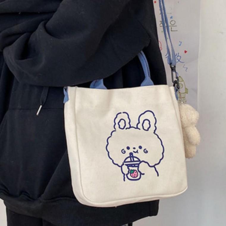 곰 토끼 미니 캔버스 토트백 크로스백 가방 선물