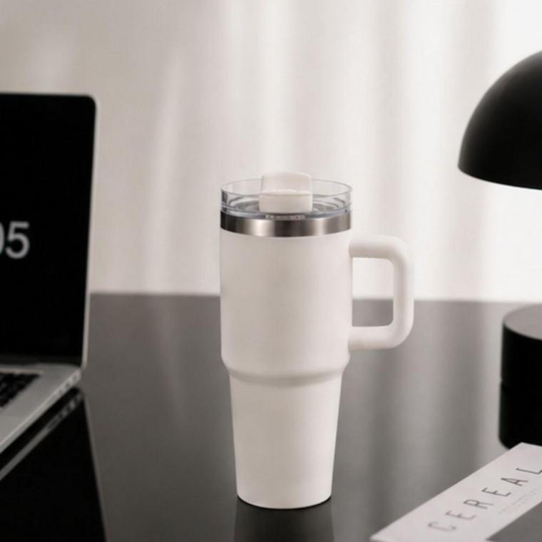 600ml 스테인리스 텀블러 실리콘 그립 휴대용 물병 차량용 보온보냉 사무실 보온컵