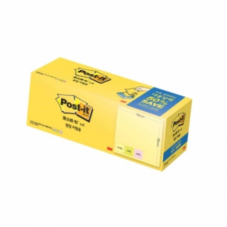 노트 KR33020A 대용량팩 노랑 그린 러블리핑크 사무실비품 스티커메모지 노란메모지