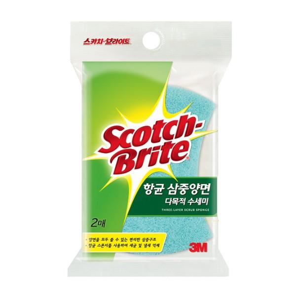 [도매포유]스카치브라이트 삼중양면다목적수세미2P(MD-128DB2)