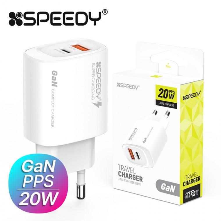 스피디 PD 20W(PD3.0+QC3.0) 2포트 고속 분리형 충전기 케이블 미포함