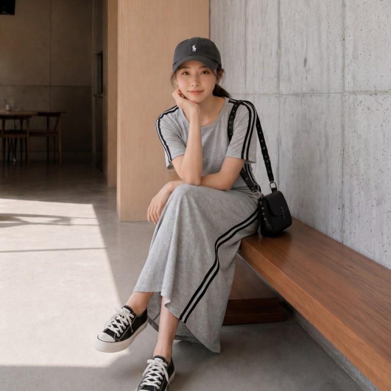 쁘띠엘라 캐주얼 여름원피스 반팔 롱원피스 빅사이즈 오피스룩 홈웨어 여성 블랙 러블리 예쁜 편한 캐쥬얼
