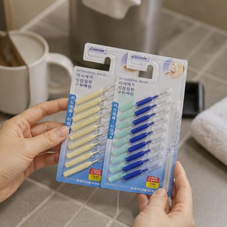 치간칫솔 I타입 3단계 크기 짧은 10P 치석제거 잇몸질환 예방 구취예방