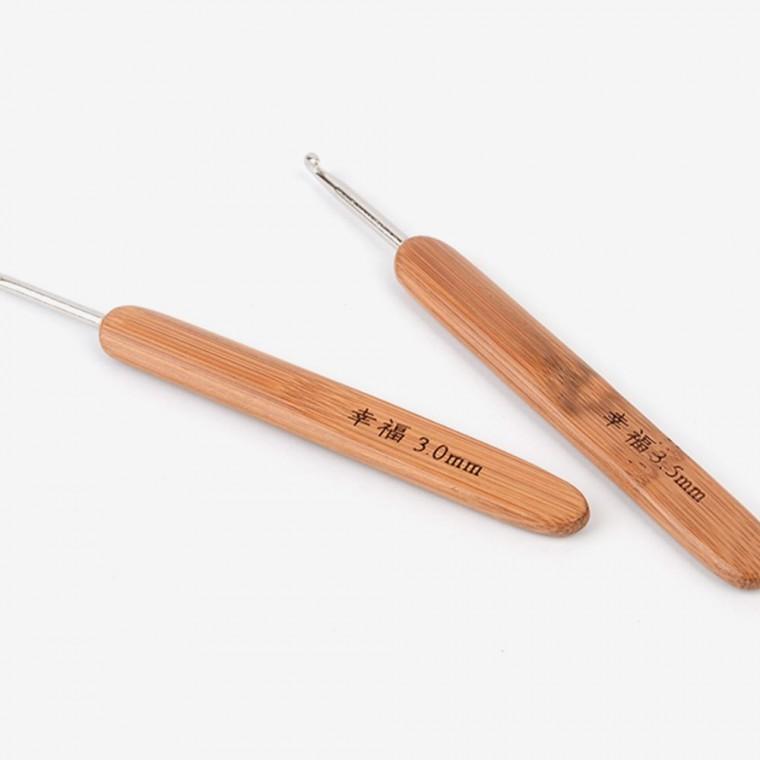 코바늘 10개입 우드 코바늘 편물 나무재질 원목손잡이 공예 뜨기 손뜨개
