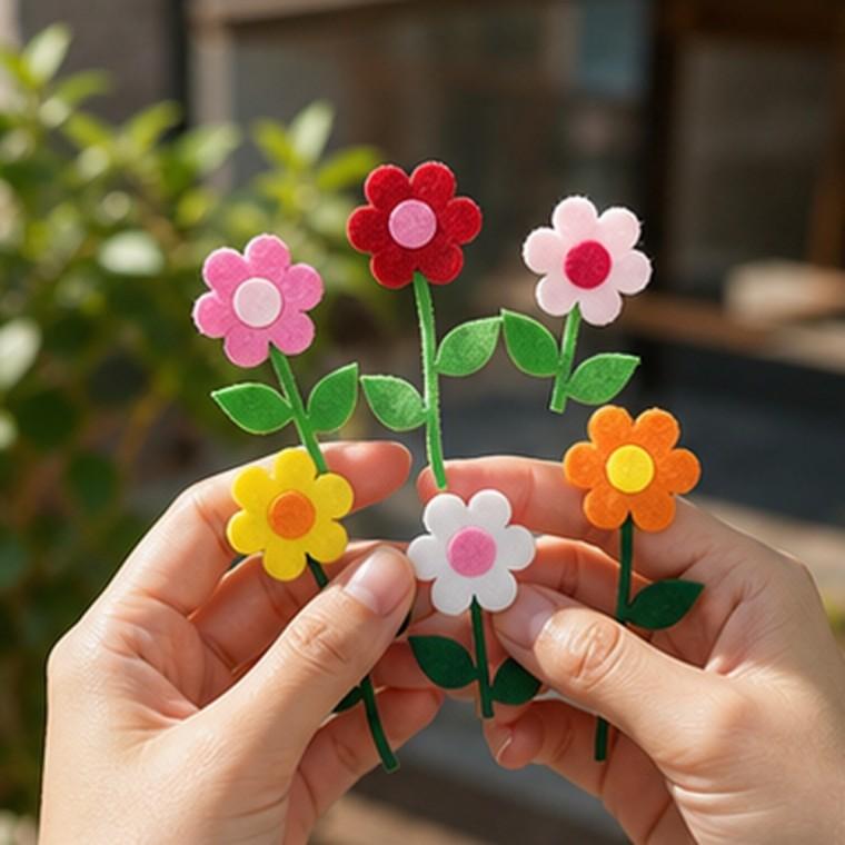 펠트 줄기꽃 6개 구성 3cm x 5cm 환경게시판 꾸미기