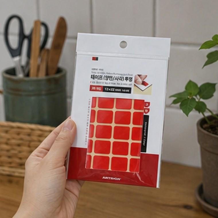 투명 사각 양면테이프 17x22mm 20개입 금속 유리 벽지 목재 부착