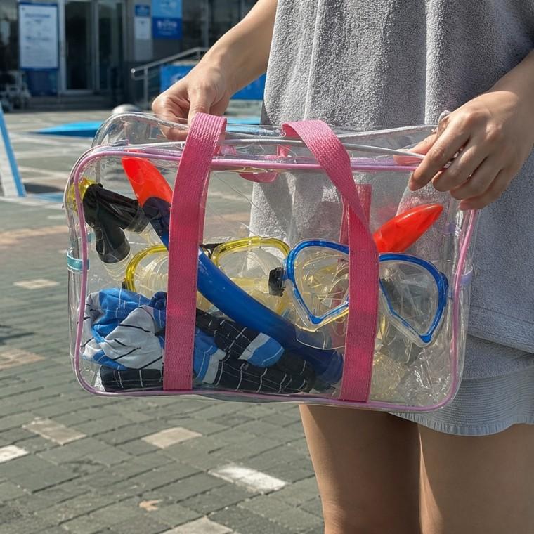 투명 PVC 수영가방 대형 방수 수납 물놀이 여행 캠핑 목욕용품