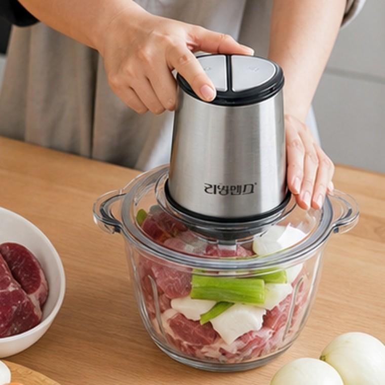 전기 다지기 2 5L 300W 원터치 분리형 투명용기 야채 고기