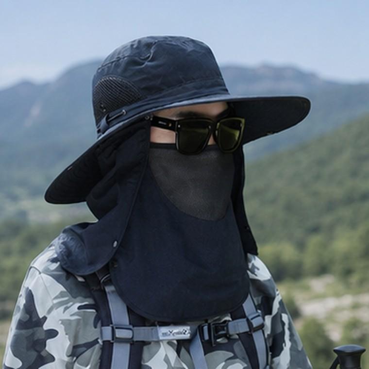 자외선차단 사파리 버킷햇 넓은챙 얼굴 목가리개 메쉬통기성 등산모자