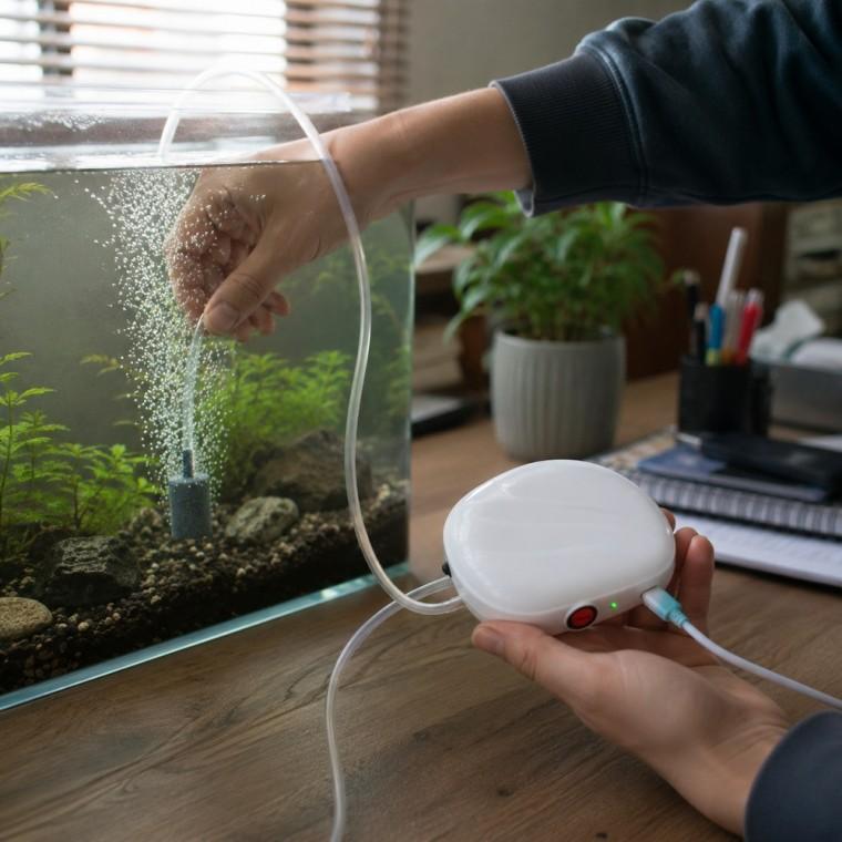 사각라운딩 USB 기포발생기 수조용 에어호스 에어스톤 세트