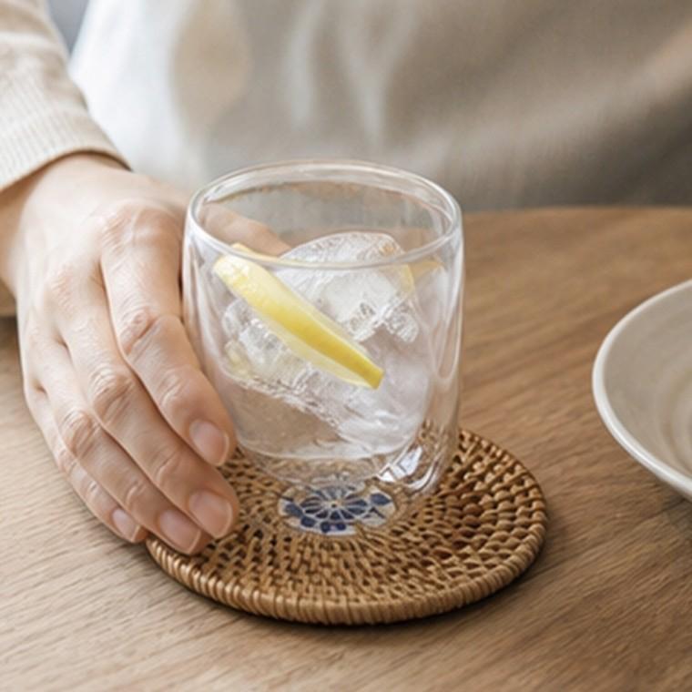 라탄 원형 컵받침 핸드메이드 짜임 테이블 인테리어 포인트