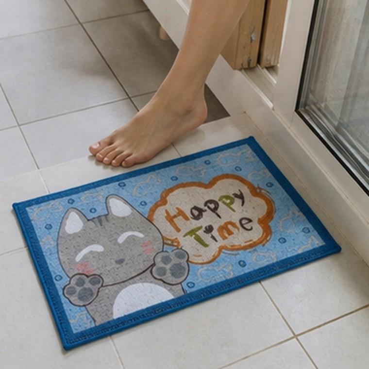 고양이 캐릭터 발매트 흡수력 좋은 미끄럼 방지 욕실 현관용 50x30cm