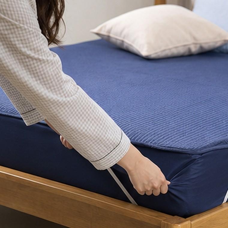 줄누빔 무봉제 퀼팅 방수 항균 밴드형 매트리스 패드 모서리 밴드 고정