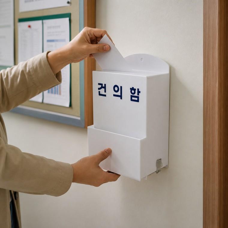 벽걸이 건의함 투표함 화이트 상단투입구 잠금장치 전면수납 벽면부착형