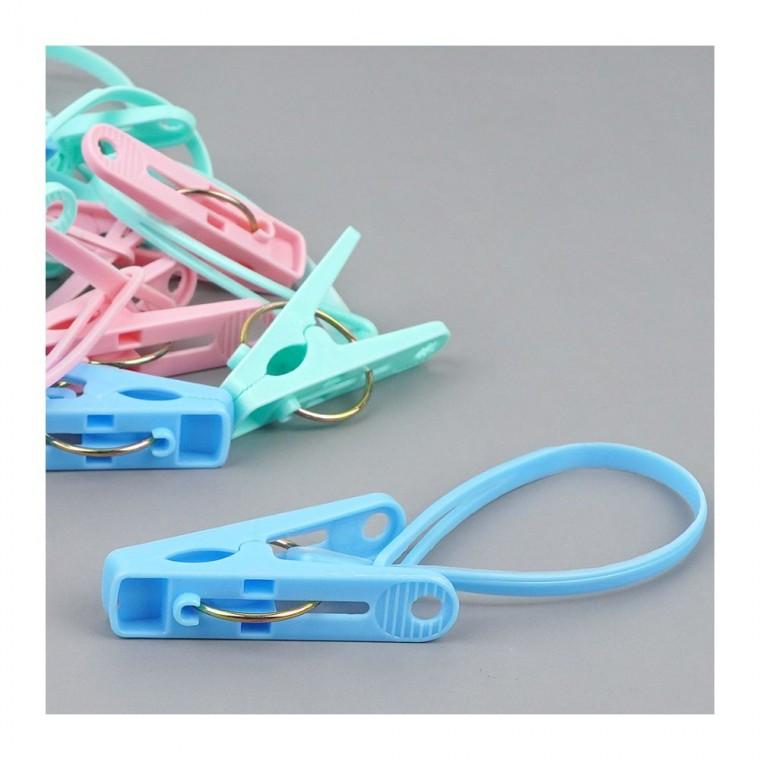 12P 걸이형 빨래집게 옷걸이 플라스틱 의류 접이식 고정 세탁