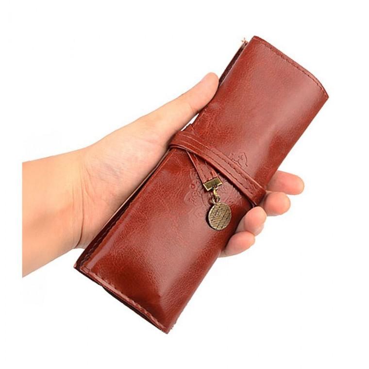 가죽 필기구함 펜슬케이스 학생 필기 빈티지 지퍼 필통