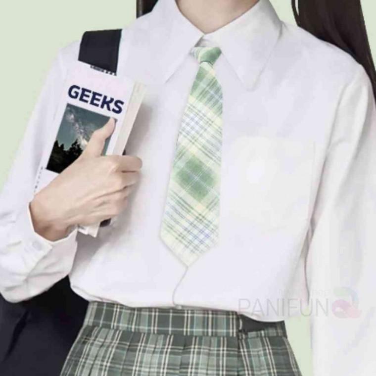 체크 넥타이 그린 졸사코스프레 졸업식코스프레 교복넥타이 여자교복코스프레 패션넥타이