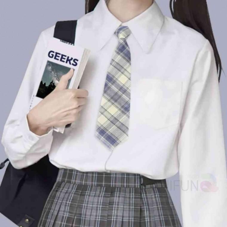 체크 넥타이 아이보리 교복넥타이 학교넥타이 넥타이줄 학생넥타이 교복코디
