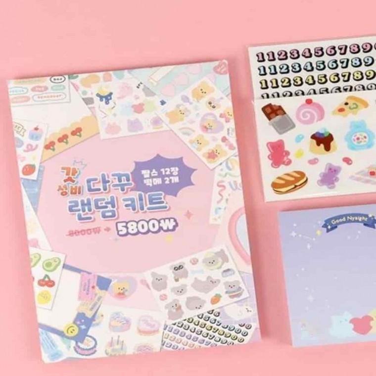 떡메모지 데코스티커 스티커꾸미기 팬시스티커 다꾸키트 랜덤