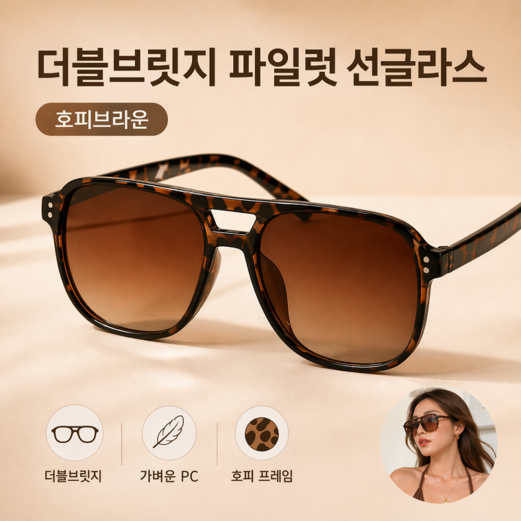 더블브릿지 파일럿 선글라스/호피 선글라스/QW/남녀공용선글라스/패션선글라스/SUN-316