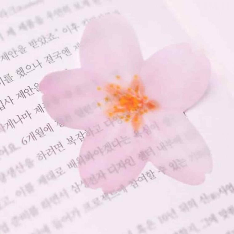 점착메모 책갈피 노트스티커 접착식메모지 투명 하얀벚꽃 메모지 L