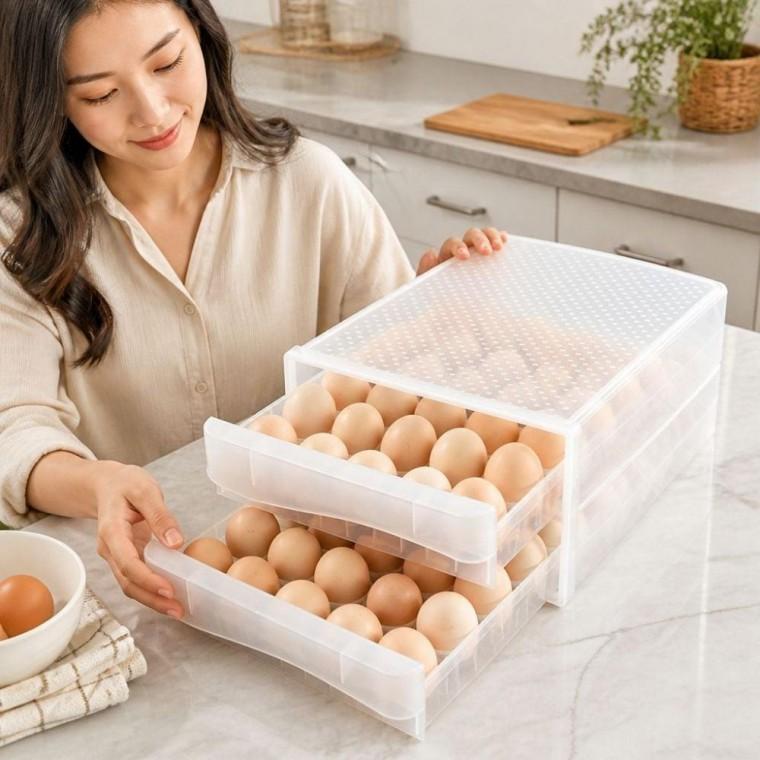 대용량 달걀 정리함 60구 서랍식 계란 보관함 냉장고 트레이