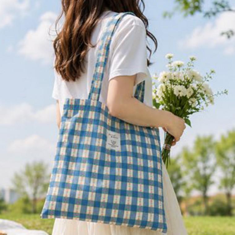 블룸체크 플라워 에코백 여성 꽃무늬 숄더백 여행 데일리 쇼퍼백 보헤미안 히피스타일 가방