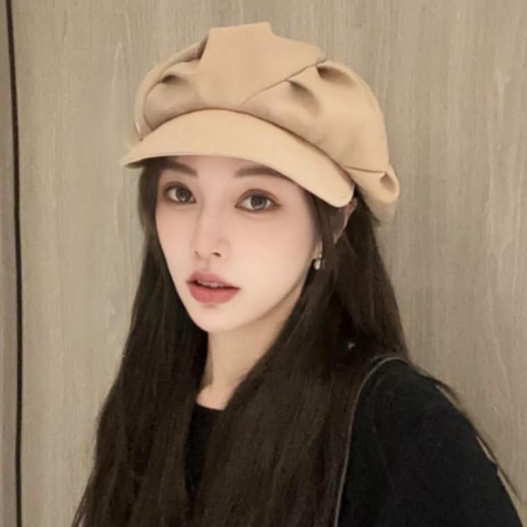 여성 주름 클래식 절개 모던 빵모자 겨울 베레모 모자